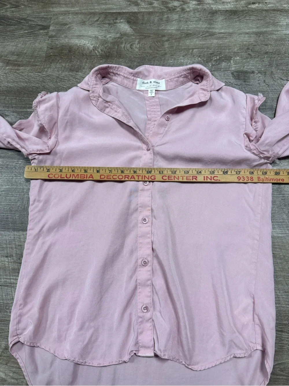Cloth & Stone by Anthropologie Pink Frayed Ruffle Sleeve Top Size Small